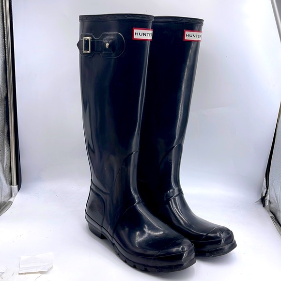 Hunter Tall Gloss Rain Boots Size 8 M - Picture 2 of 13